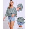 imageAllegra K Tops for Womens Summer Boho V Neck Print Chiffon Top Smocked Batwing Dolman Sleeve BlousesLight Gray Green