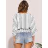 imageAllegra K Tops for Womens Summer Boho V Neck Print Chiffon Top Smocked Batwing Dolman Sleeve BlousesWhite Black
