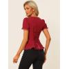 imageAllegra K Victorian Shirt for Womens Sweetheart Neck Puff Sleeve Halloween Lace Up Gothic BlouseBurgundy