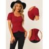 imageAllegra K Victorian Shirt for Womens Sweetheart Neck Puff Sleeve Halloween Lace Up Gothic BlouseBurgundy