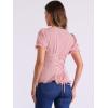 imageAllegra K Victorian Shirt for Womens Sweetheart Neck Puff Sleeve Halloween Lace Up Gothic BlouseGrey Pink