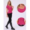 imageAllegra K Victorian Shirt for Womens Sweetheart Neck Puff Sleeve Halloween Lace Up Gothic BlouseHot Pink