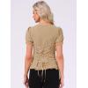 imageAllegra K Victorian Shirt for Womens Sweetheart Neck Puff Sleeve Halloween Lace Up Gothic BlouseKhaki
