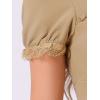imageAllegra K Victorian Shirt for Womens Sweetheart Neck Puff Sleeve Halloween Lace Up Gothic BlouseKhaki