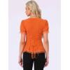 imageAllegra K Victorian Shirt for Womens Sweetheart Neck Puff Sleeve Halloween Lace Up Gothic BlouseOrange