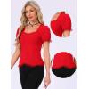 imageAllegra K Victorian Shirt for Womens Sweetheart Neck Puff Sleeve Halloween Lace Up Gothic BlouseRed