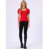 imageAllegra K Victorian Shirt for Womens Sweetheart Neck Puff Sleeve Halloween Lace Up Gothic BlouseRed
