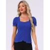 imageAllegra K Victorian Shirt for Womens Sweetheart Neck Puff Sleeve Halloween Lace Up Gothic BlouseRoyal Blue