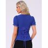 imageAllegra K Victorian Shirt for Womens Sweetheart Neck Puff Sleeve Halloween Lace Up Gothic BlouseRoyal Blue