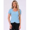 imageAllegra K Victorian Shirt for Womens Sweetheart Neck Puff Sleeve Halloween Lace Up Gothic BlouseSky Blue