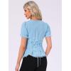 imageAllegra K Victorian Shirt for Womens Sweetheart Neck Puff Sleeve Halloween Lace Up Gothic BlouseSky Blue