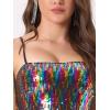imageAllegra K Women Sequin Mini Dresses Party Club Adjustable Spaghetti Strap Festival Outfits Sparkly Disco DressRainbow