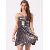 imageAllegra K Women Sequin Mini Dresses Party Club Adjustable Spaghetti Strap Festival Outfits Sparkly Disco DressRainbow