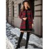 imageAllegra K Womens Buffalo Checks Shacket Button Down Peter Pan Collar Long Winter Plaid CoatRed