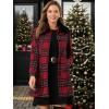 imageAllegra K Womens Buffalo Checks Shacket Button Down Peter Pan Collar Long Winter Plaid CoatRed