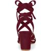 imageAllegra K Womens Crisscross Chunky Heel Lace Ups SandalsBurgundy