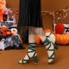 imageAllegra K Womens Crisscross Chunky Heel Lace Ups SandalsGreen