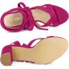 imageAllegra K Womens Crisscross Chunky Heel Lace Ups SandalsHot Pink