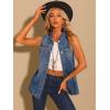 imageAllegra K Womens Denim Vest Sleeveless Button Down Waistcoat Casual Long Jean VestsBlue