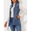 imageAllegra K Womens Denim Vest Sleeveless Button Down Waistcoat Casual Long Jean VestsBlue