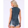 imageAllegra K Womens Fringe Vest Open Front Western 70s Outfits Faux Suede Tassel CardiganDark Blue