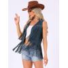 imageAllegra K Womens Fringe Vest Open Front Western 70s Outfits Faux Suede Tassel CardiganDark Blue