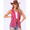 imageAllegra K Womens Fringe Vest Open Front Western 70s Outfits Faux Suede Tassel CardiganHot Pink