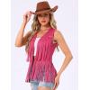 imageAllegra K Womens Fringe Vest Open Front Western 70s Outfits Faux Suede Tassel CardiganHot Pink