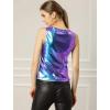 imageAllegra K Womens Halloween Shiny Top Party Club Cami Sparkly Metallic Tank TopBlue Purple