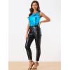 imageAllegra K Womens Halloween Shiny Top Party Club Cami Sparkly Metallic Tank TopDark Blue