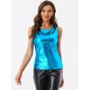 imageAllegra K Womens Halloween Shiny Top Party Club Cami Sparkly Metallic Tank TopDark Blue