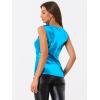 imageAllegra K Womens Halloween Shiny Top Party Club Cami Sparkly Metallic Tank TopDark Blue