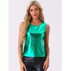 imageAllegra K Womens Halloween Shiny Top Party Club Cami Sparkly Metallic Tank TopDark Green