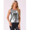 imageAllegra K Womens Halloween Shiny Top Party Club Cami Sparkly Metallic Tank TopDark Silver