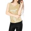 imageAllegra K Womens Halloween Shiny Top Party Club Cami Sparkly Metallic Tank TopGold