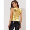 imageAllegra K Womens Halloween Shiny Top Party Club Cami Sparkly Metallic Tank TopGold Tone