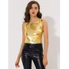 imageAllegra K Womens Halloween Shiny Top Party Club Cami Sparkly Metallic Tank TopGold Tone