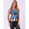 imageAllegra K Womens Halloween Shiny Top Party Club Cami Sparkly Metallic Tank TopMulticolor