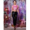 imageAllegra K Womens Halloween Shiny Top Party Club Cami Sparkly Metallic Tank TopMulticolor Pink