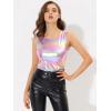 imageAllegra K Womens Halloween Shiny Top Party Club Cami Sparkly Metallic Tank TopMulticolor Pink