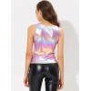imageAllegra K Womens Halloween Shiny Top Party Club Cami Sparkly Metallic Tank TopMulticolor Pink