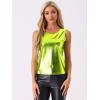 imageAllegra K Womens Halloween Shiny Top Party Club Cami Sparkly Metallic Tank TopMustard Green