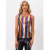 imageAllegra K Womens Halloween Shiny Top Party Club Cami Sparkly Metallic Tank TopRainbow