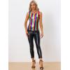 imageAllegra K Womens Halloween Shiny Top Party Club Cami Sparkly Metallic Tank TopRainbow