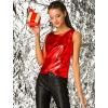 imageAllegra K Womens Halloween Shiny Top Party Club Cami Sparkly Metallic Tank TopRed