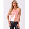 imageAllegra K Womens Halloween Shiny Top Party Club Cami Sparkly Metallic Tank TopRose Pink