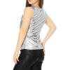 imageAllegra K Womens Halloween Shiny Top Party Club Cami Sparkly Metallic Tank TopSilver