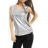 imageAllegra K Womens Halloween Shiny Top Party Club Cami Sparkly Metallic Tank TopSilver