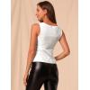 imageAllegra K Womens Halloween Shiny Top Party Club Cami Sparkly Metallic Tank TopWhite