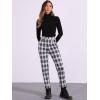 imageAllegra K Womens Plaid Pants High Waisted Vintage Tartan Checkered Cropped Casual Work PantsBlack Beige
